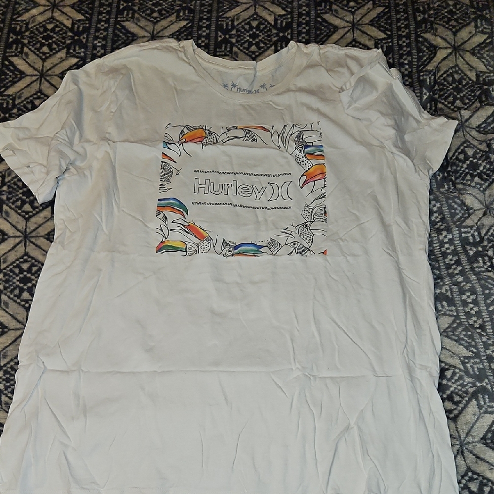 Hurley White Tee with Vibrant Graphic